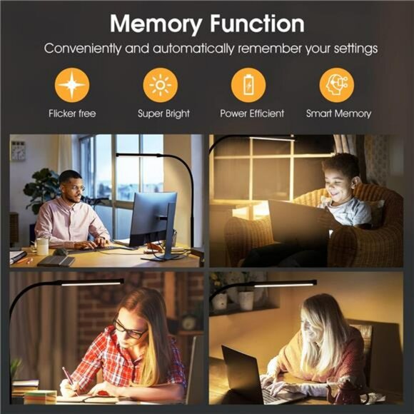 LED desk lamp with clamp adjustable gooseneck eye care task light for home offic - Picture 6 of 7